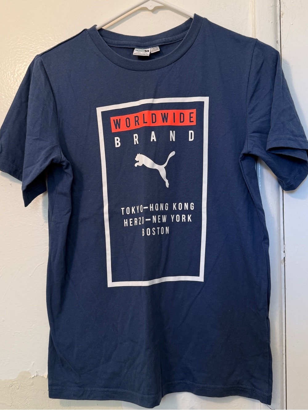 Puma Navy Short-Sleeve Worldwide Brand Graphic Tee